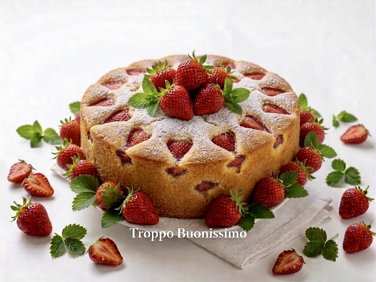 Fluffiger Joghurt-Erdbeerkuchen mit Erdbeeren: das duftende Frühlingsgebäck