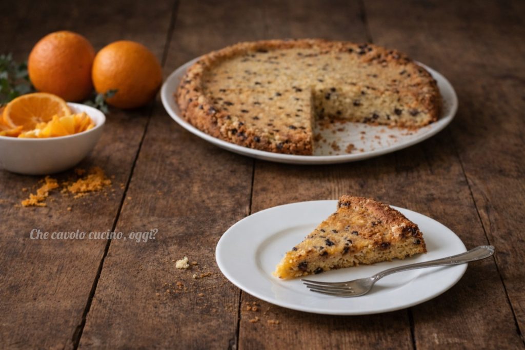 Stück Orangen-Joghurt-Schokokuchen mit Hafermehl