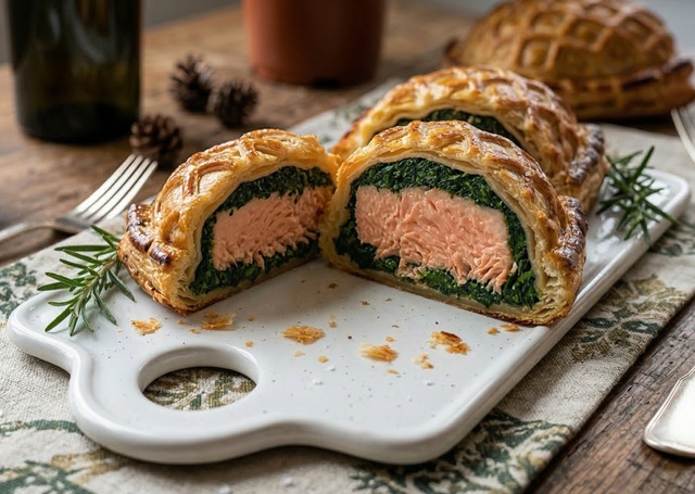 LACHS IM BLÄTTERTEIG mit Spinat