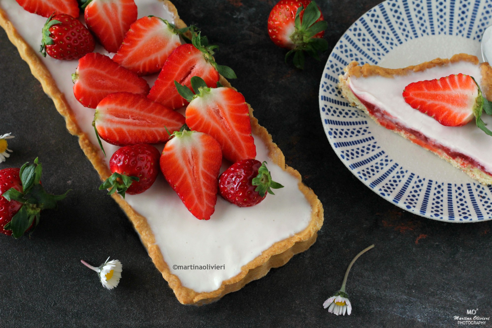 Panna-Cotta-Tarte mit Erdbeeren