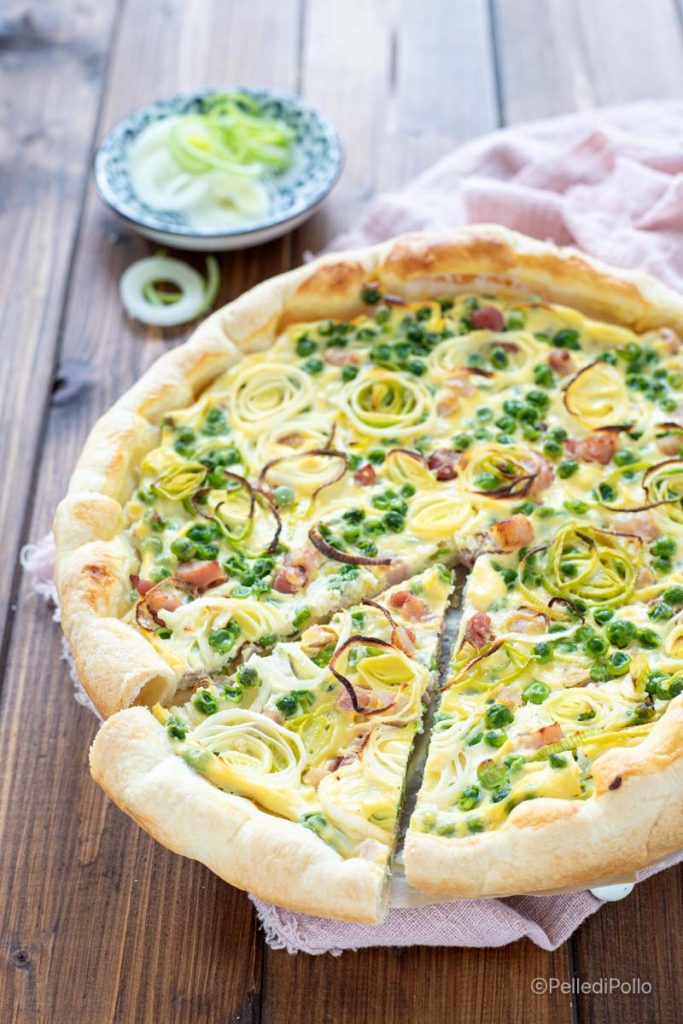 herzhafte Tarte mit Erbsen und Lauch