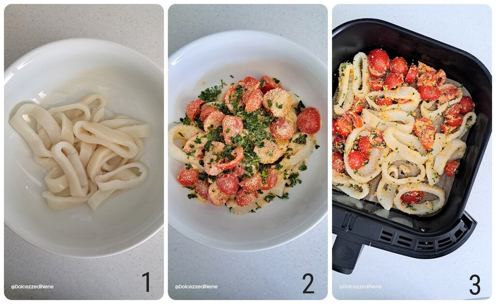 Calamars panés en friteuse à air