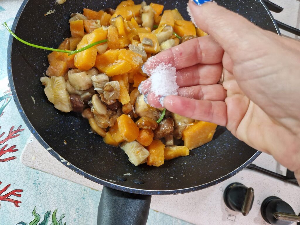 Les fusilli avec crème de champignons et potiron