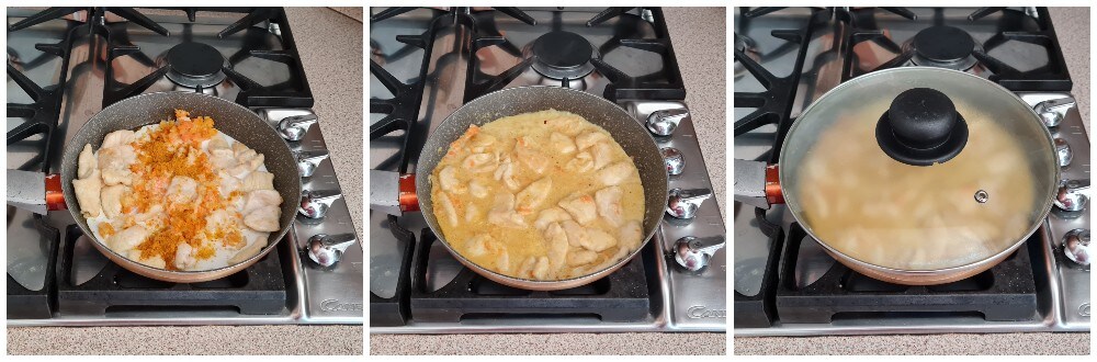 Émincés de poulet au curry et au lait de coco, préparation