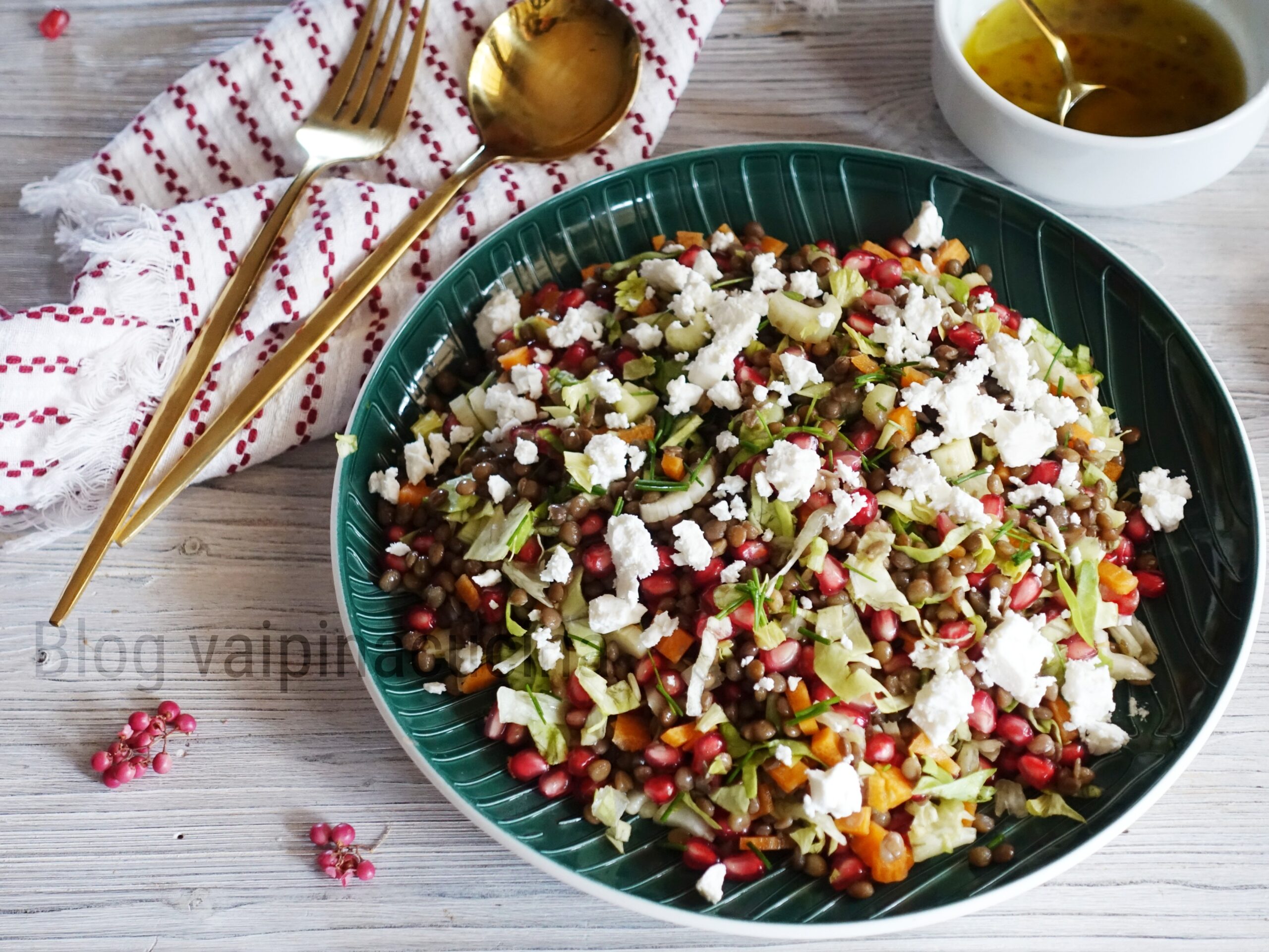 Lentilles grenade et feta