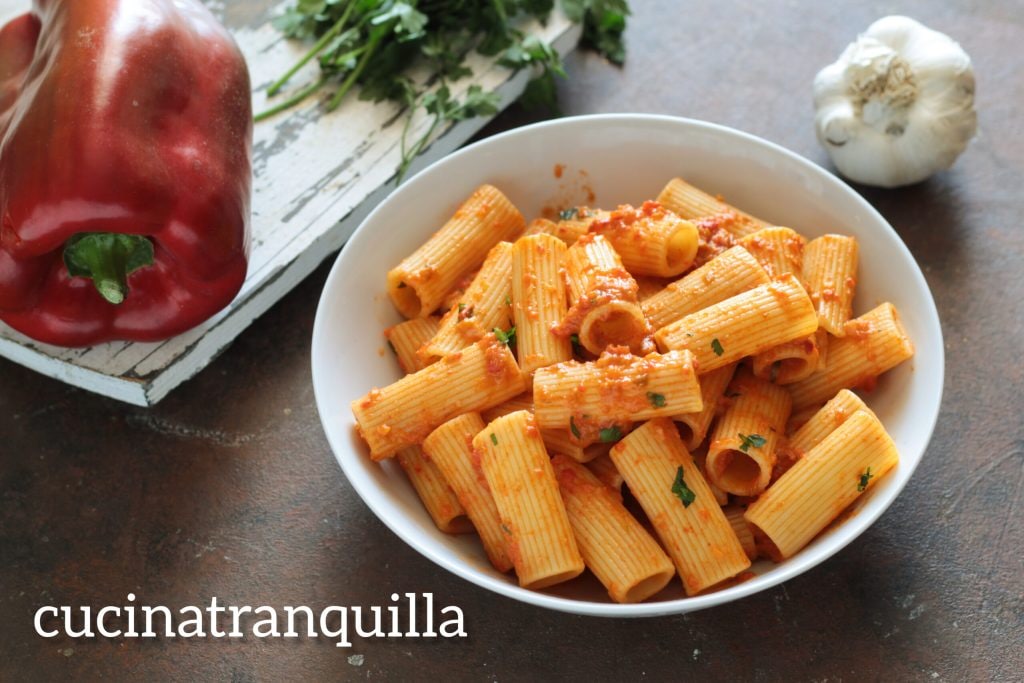 Rigatoni à la crème de poivrons
