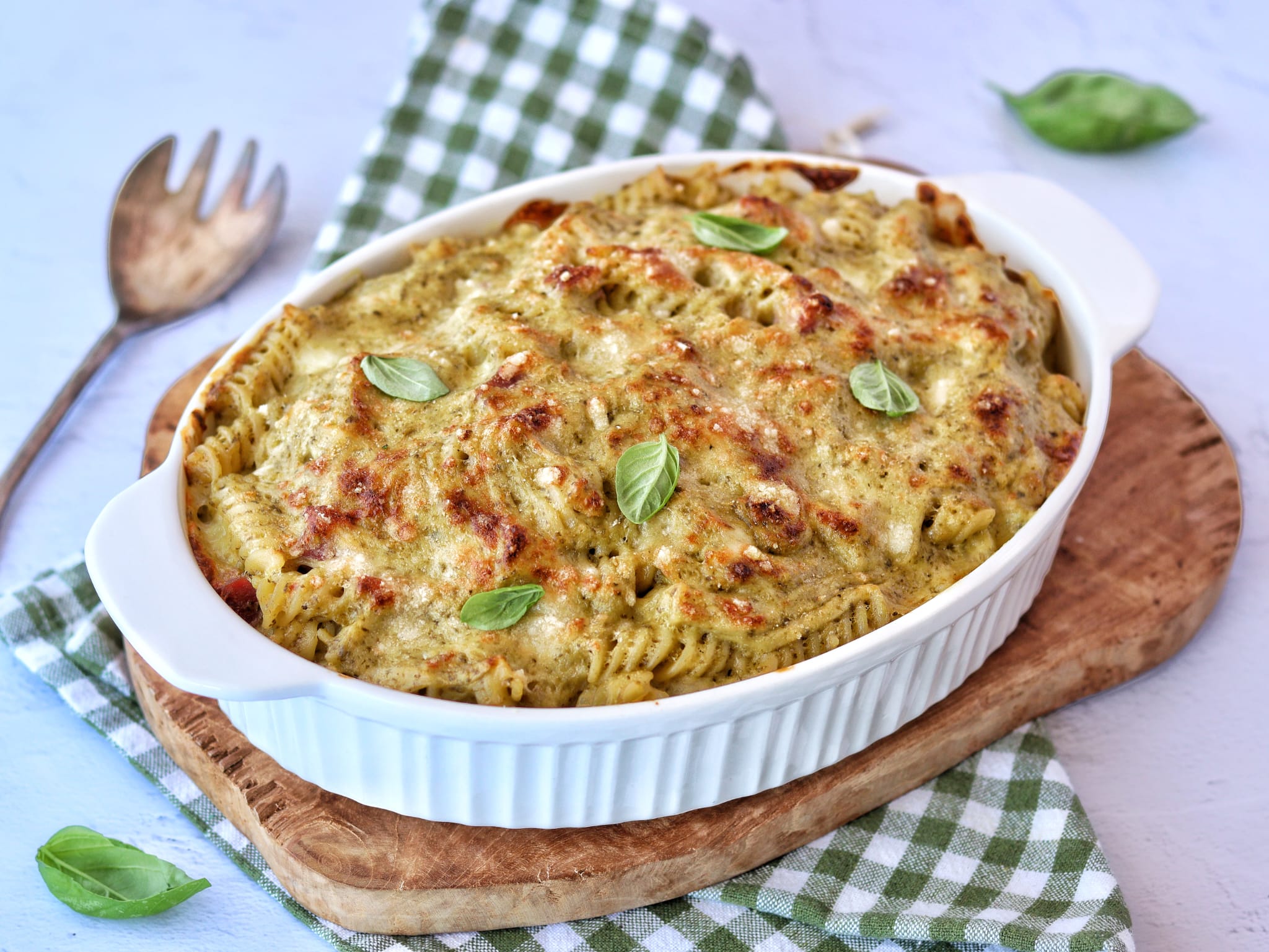 Pâtes au pesto au four