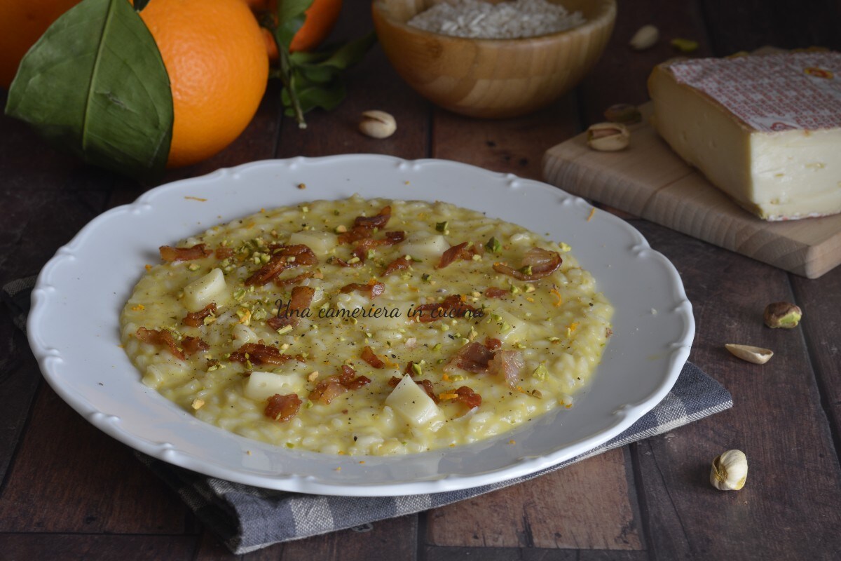 Risotto au taleggio, orange et bacon