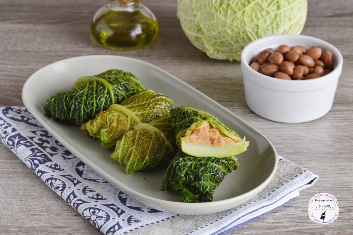 Rouleaux de chou et haricots