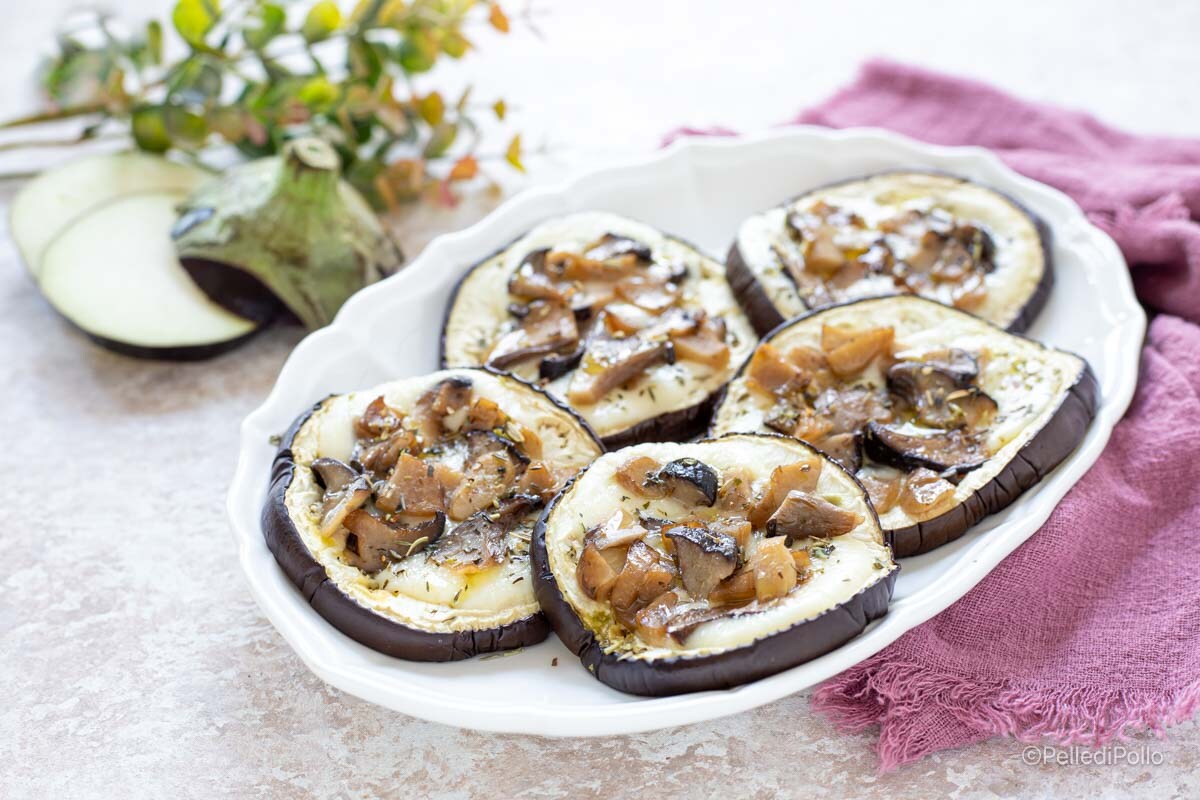 Aubergines avec champignons cardoncelli au four