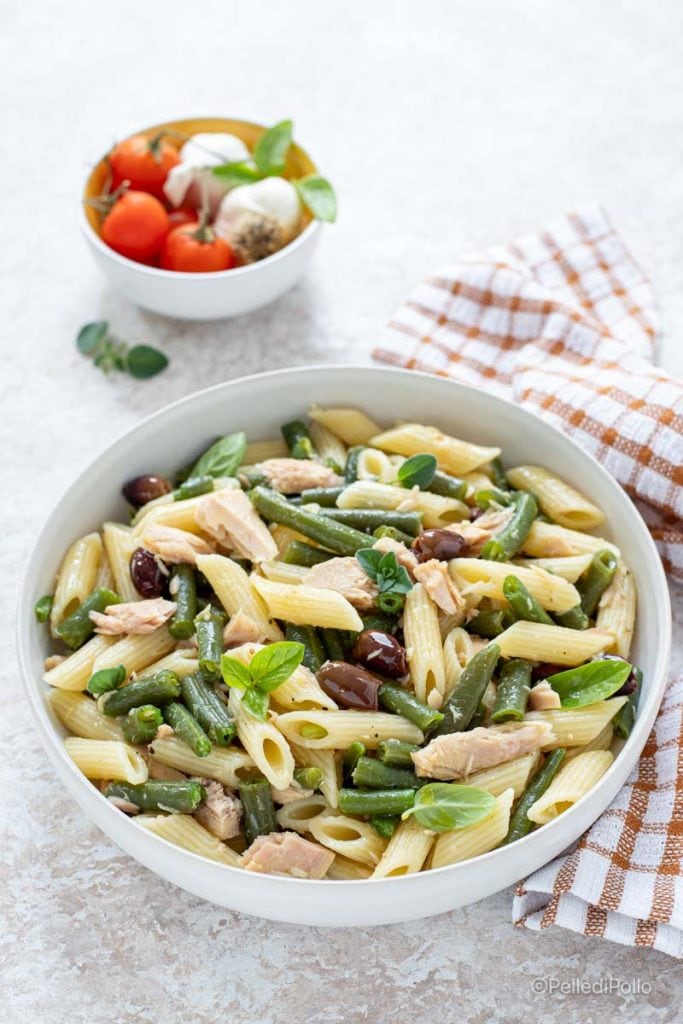 salade de pâtes avec thon et haricots verts