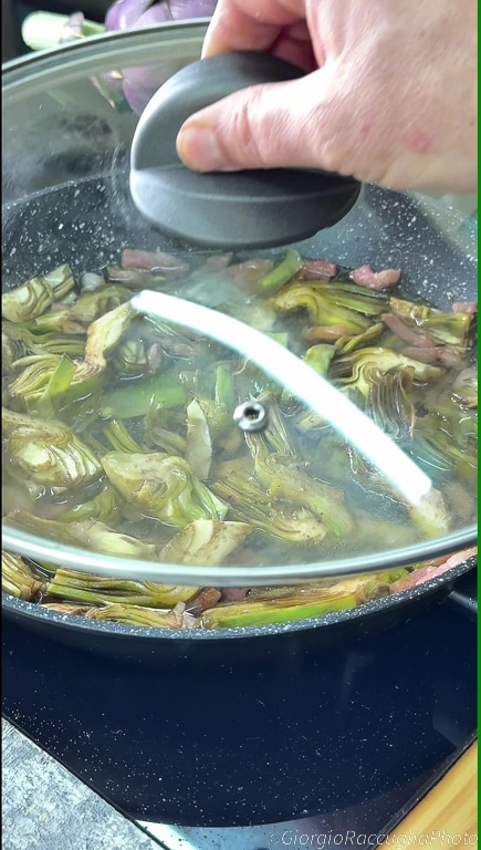 pâtes aux artichauts et pancetta