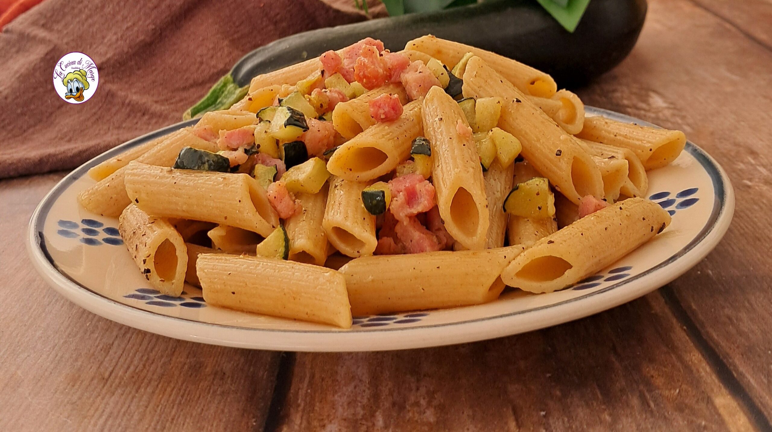 Pâtes courgettes et lardons