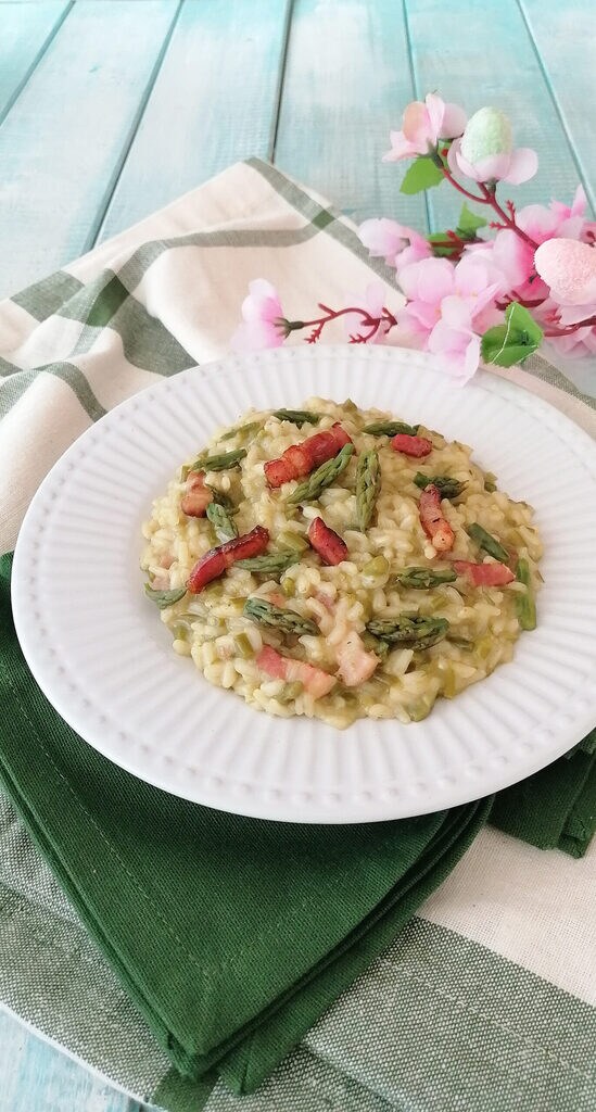 RISOTTO AUX ASPERGES ET JOUE CROUSTILLANTE