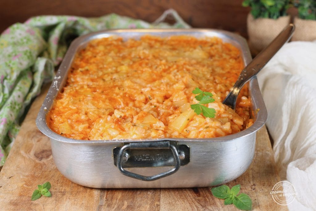 riz et pommes de terre au four