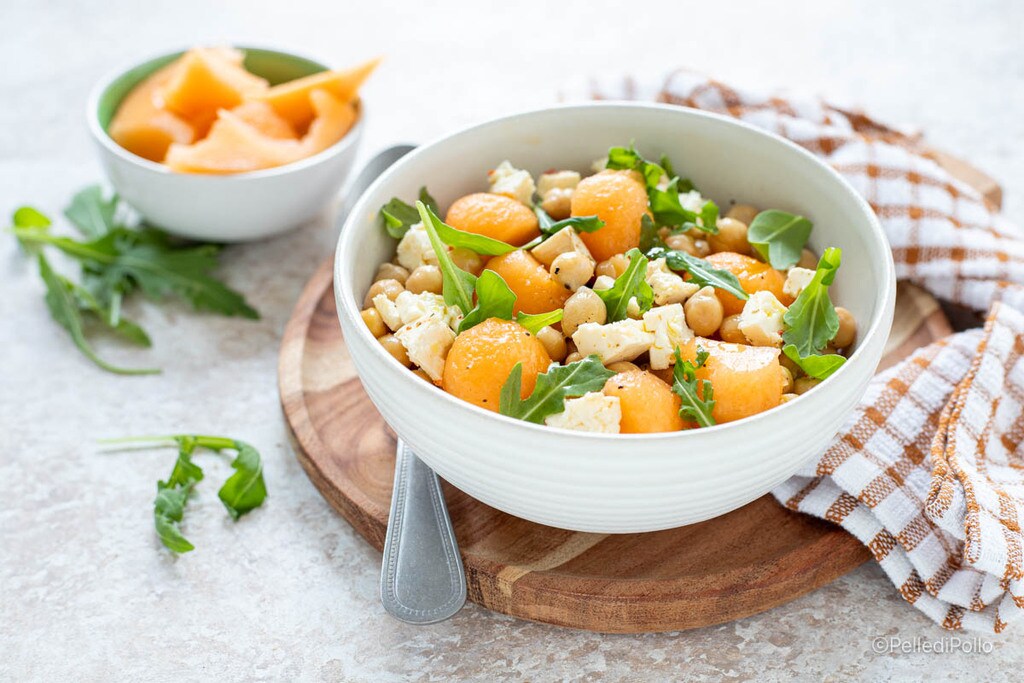 salade avec melon pois chiches et feta