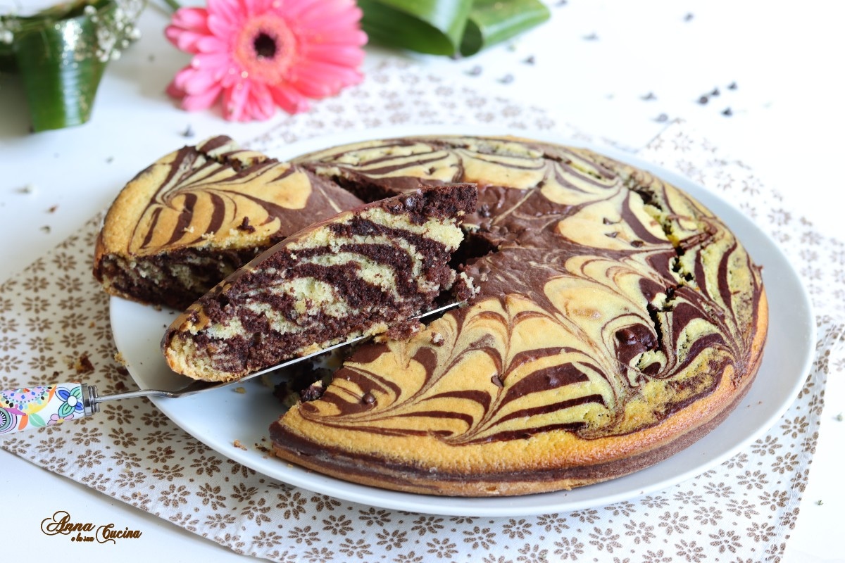 Gâteau marbré au cacao avec pépites de chocolat