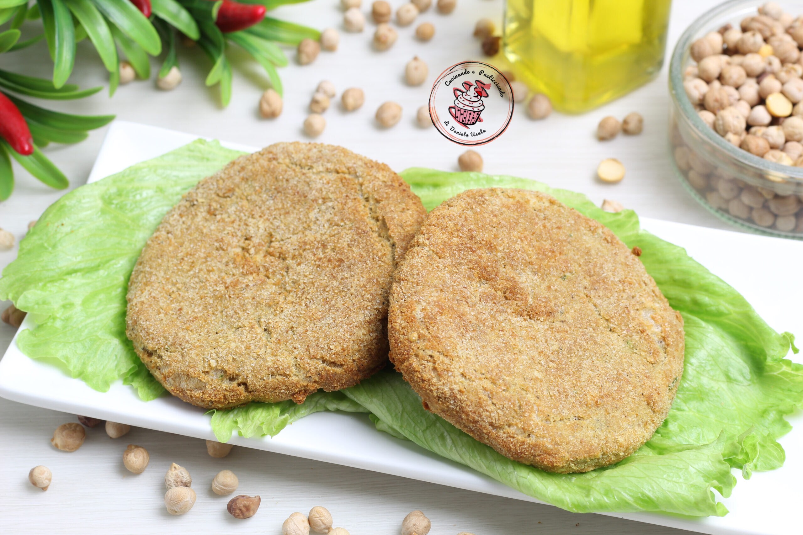 Hamburger de pois chiches cuits à la friteuse à air avec peu d’huile