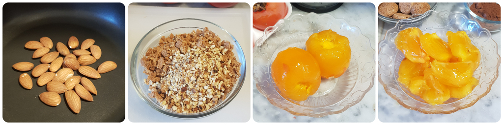 dessert aux kakis avec cacao, amaretti et amandes