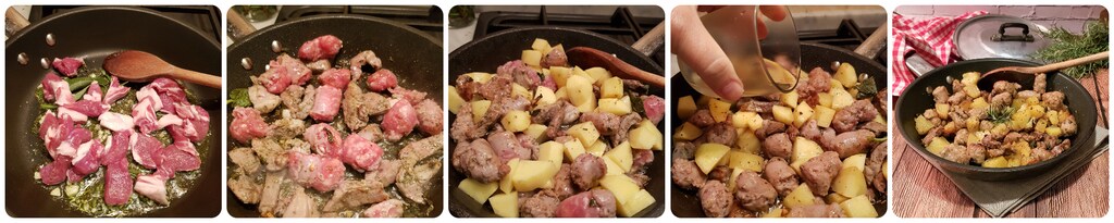 poêlée d'agneau, saucisse et pommes de terre