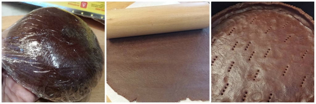 tarte au cacao avec crème aux fraises