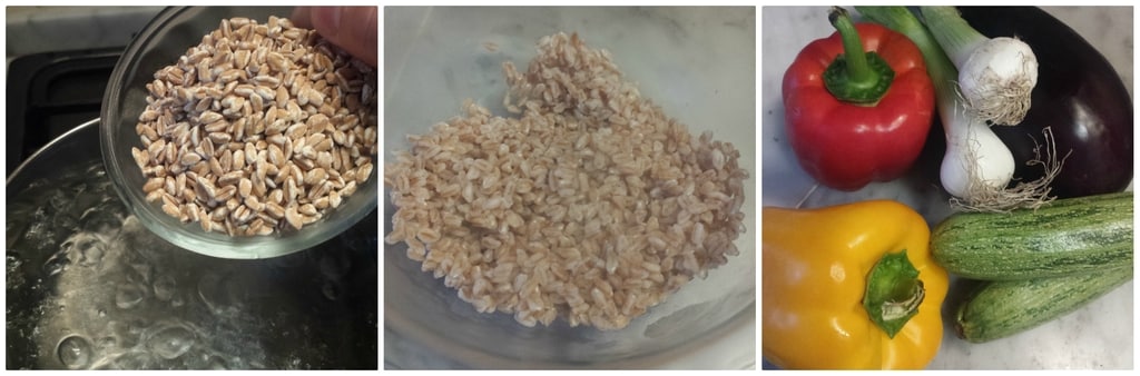 salade d'épeautre et légumes sautés