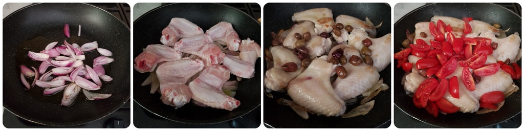 ailes de poulet à la bière avec poivrons et échalotes