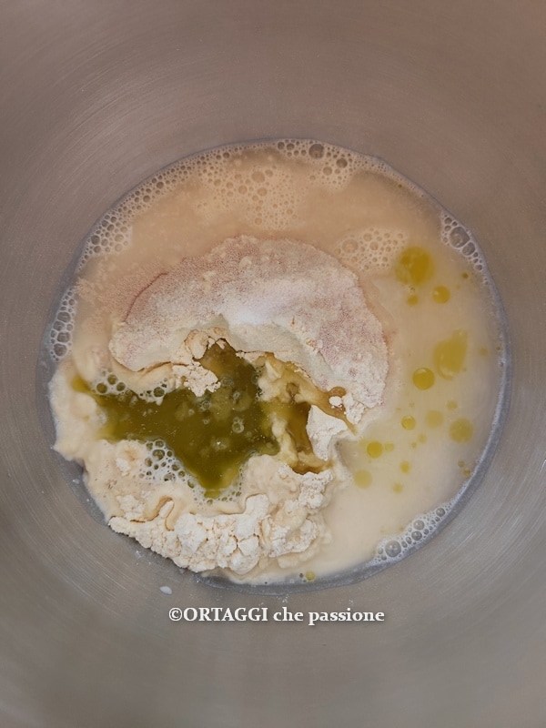 ingrédients focaccia avec courgettes et oignons