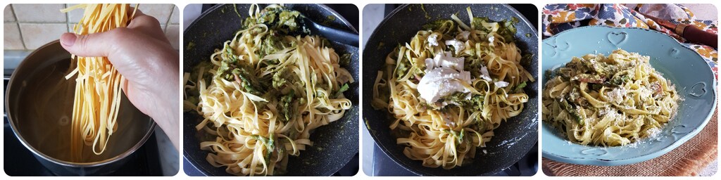 fettuccine lardons asperges et ricotta