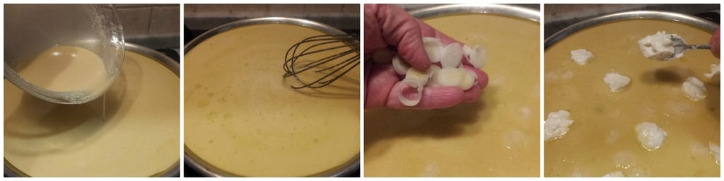 farinata avec oignons nouveaux et stracchino