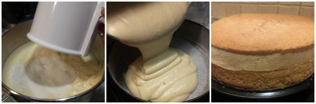 gâteau mimosa aux pêches au sirop