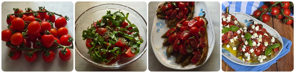 aubergines avec tomates cerises et feta