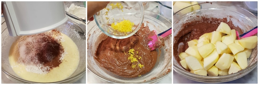 gâteau au chocolat avec yaourt et pommes