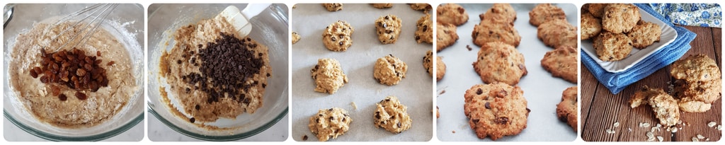 biscuits complets à l'avoine avec raisins secs et chocolat