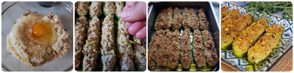 courgettes farcies à la mortadelle et aux pistaches