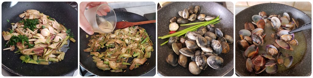 cuisson artichauts et ouverture des palourdes