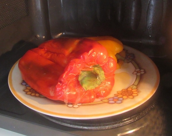 poivrons cuits au micro-ondes