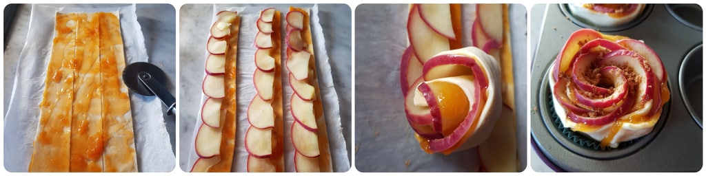 petites roses aux pommes et pâte feuilletée
