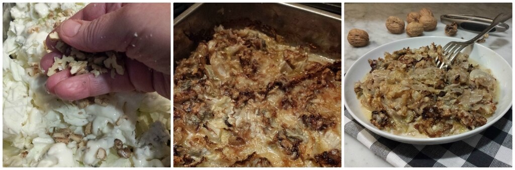 chou frisé avec gorgonzola et noix