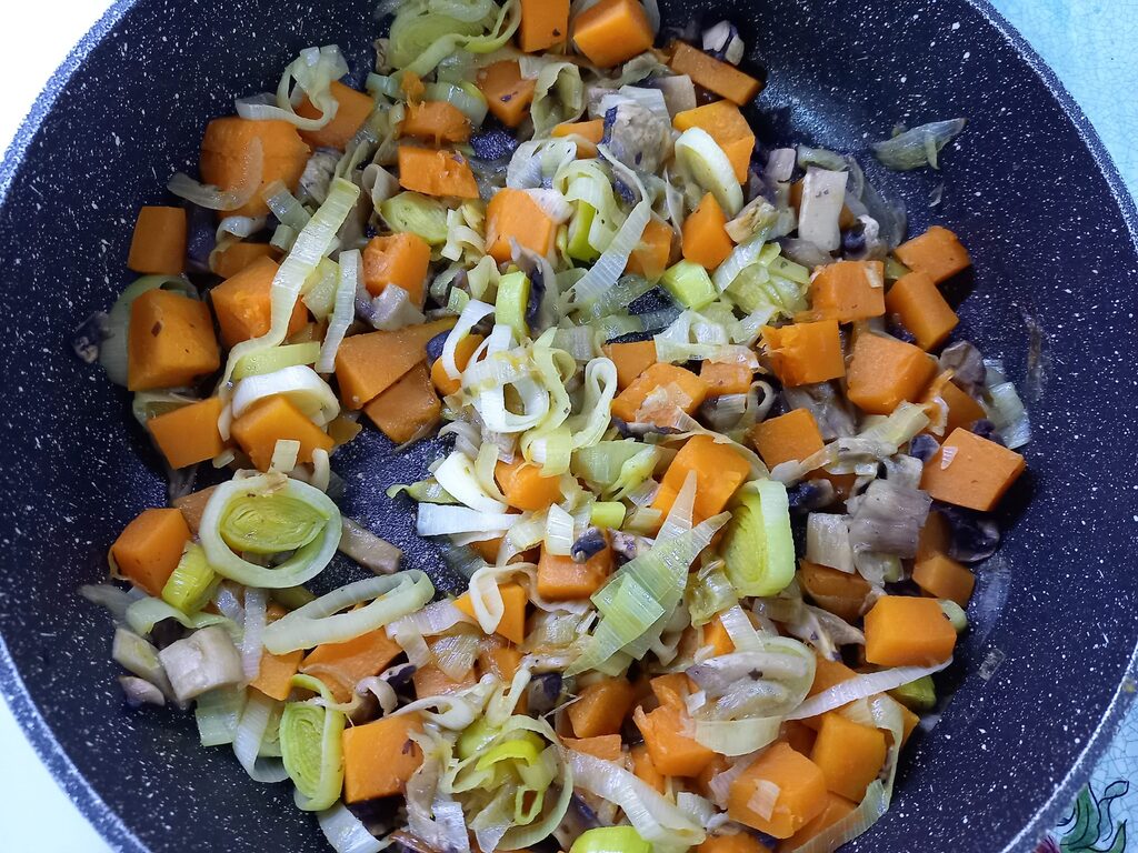 Quiche de potiron poireaux et champignons