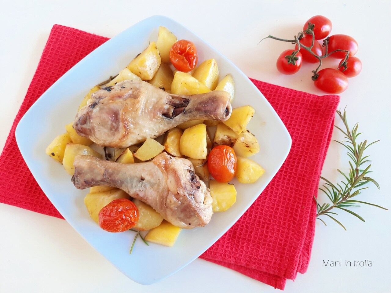 Poulet au four avec Pommes de Terre et Tomates Cerises