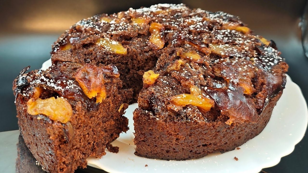 Gâteau renversé cacao et pommes