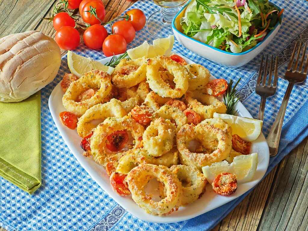 Anneaux de calmars gratinés