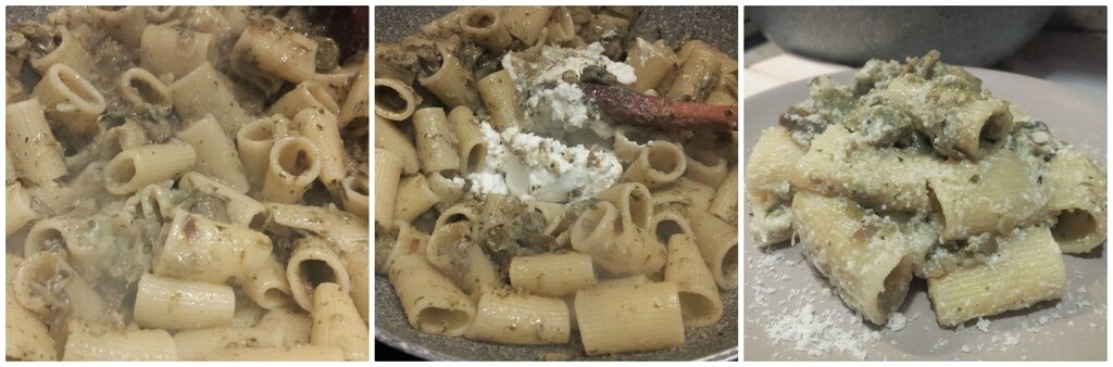 mezze maniche con carciofi e ricotta