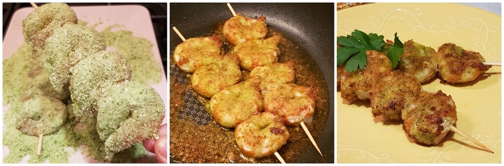 brochettes de crevettes panées