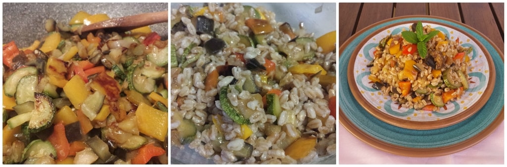 salade d'épeautre et légumes sautés