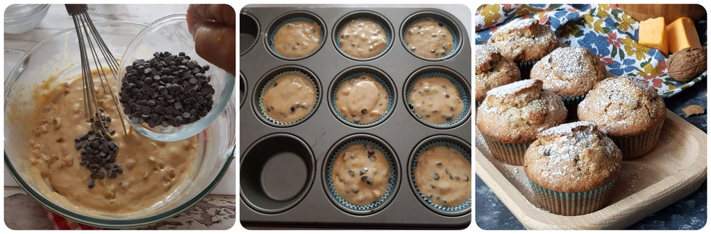 muffins à la citrouille avec noix et chocolat