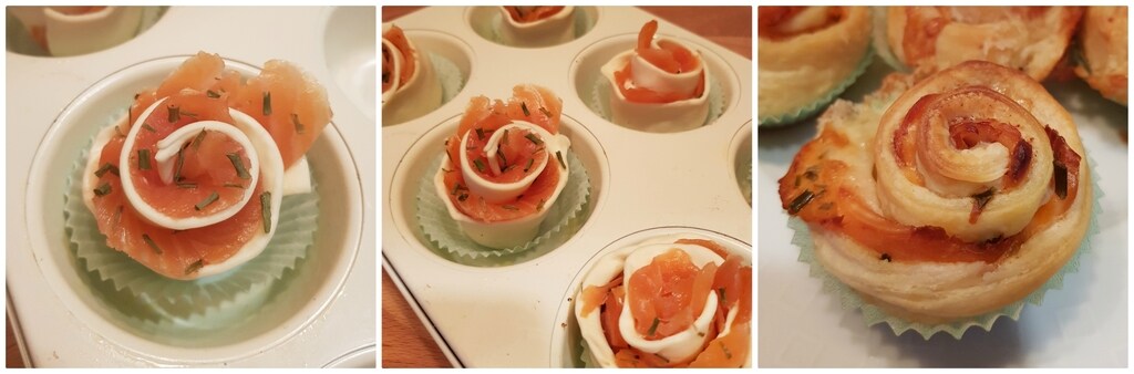 fleurs de pâte feuilletée saumon et taleggio