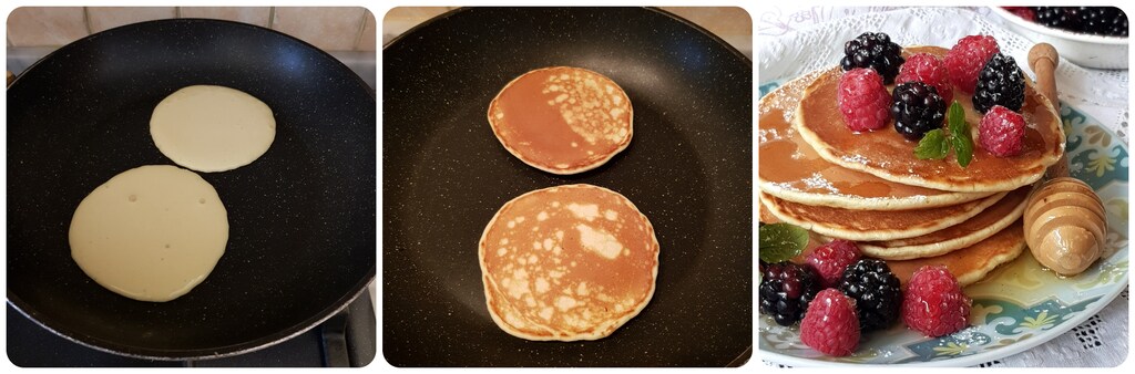 pancakes avec miel et fruits des bois