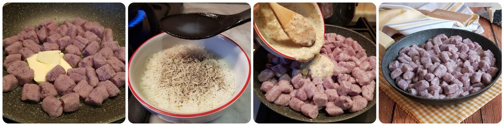 gnocchi violets cacio e pepe